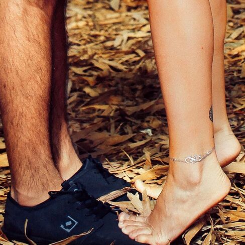 Billie Bijoux 925 Sterling Silver Anklet Bracelets for Women Infinity Heart Ankle Bracelet White Gold Plated Love Charm Adjustable Large Bracelet Gifts for Women Wife in Kuwait