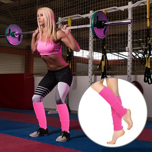 Yolev 2 Pairs Neon Leg Warmers and Fishnet Gloves 80s Fancy Dress Costume Accessories Stretchy Mesh Fingerless Gloves in Kuwait
