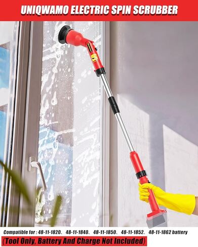 Electric Spin Scrubber for DeWalt 20V Battery(Battery NOT Included), 1000 RPM Battery Powered Scrubber with Adjustable Extension Arm & 8 Brushes & Hook Gloves for Tub/Tile/Floor in Kuwait