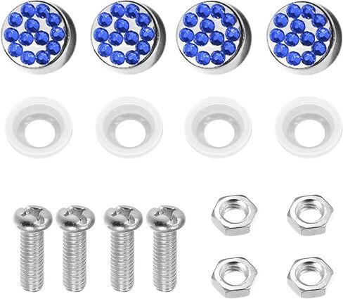 Bling Stainless Screws Fasteners for License Plate Frames and Covers - Rustproof, Handmade Glitter Crystal Diamond Accessory for Lincense Plate Protectersm,Bedazzled Sparkly (Black) in Kuwait