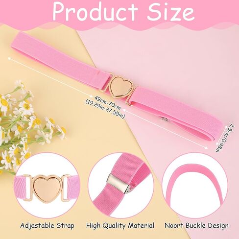 Molain 2 Pack Girls Belt for Waist Size 15-30", Kids Elastic Belt Heart-Shaped Metal Buckle Waist Belt for Girls in Saudi Arabia
