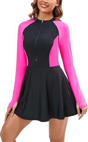 Women Two Piece Rash Guard Sets UPF50+ Swim Dress with Shorts in Kuwait