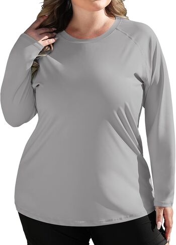 COOTRY Women's Plus Size UPF 50+ Sun Shirts Long Sleeve Workout Hiking Tops UV Protection Rash Guard Quick Dry Swim Shirt in Saudi Arabia