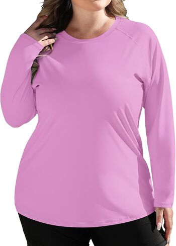 COOTRY Women's Plus Size UPF 50+ Sun Shirts Long Sleeve Workout Hiking Tops UV Protection Rash Guard Quick Dry Swim Shirt in Saudi Arabia