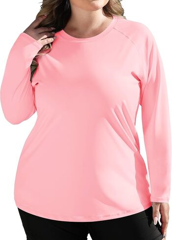 COOTRY Women's Plus Size UPF 50+ Sun Shirts Long Sleeve Workout Hiking Tops UV Protection Rash Guard Quick Dry Swim Shirt in Saudi Arabia