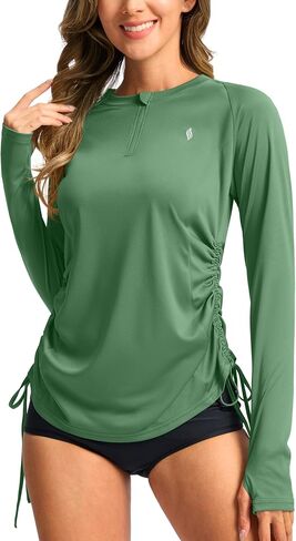 SANTINY Women's Rash Guard UPF50+ SPF Long Sleeve Swimsuits Top UV Sun Protection Swim Shirts for Woman with Zip in Saudi Arabia
