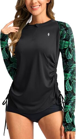SANTINY Women's Rash Guard UPF50+ SPF Long Sleeve Swimsuits Top UV Sun Protection Swim Shirts for Woman with Zip in Saudi Arabia
