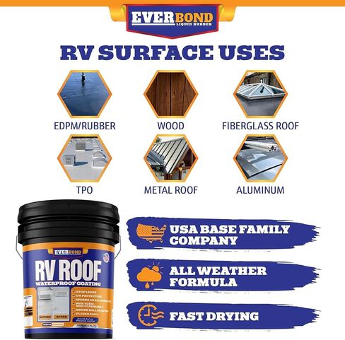 RV Roof Coating - Liquid Rubber RV Roof Sealant for Camper Roofs, Trailers, Motorhomes, and Metal Buildings - Roof Cooling White 4.75 Gallon in Saudi Arabia