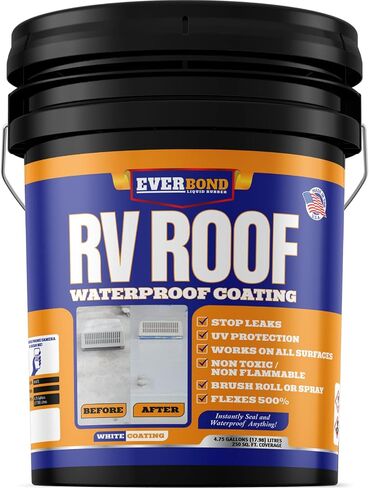 RV Roof Coating - Liquid Rubber RV Roof Sealant for Camper Roofs, Trailers, Motorhomes, and Metal Buildings - Roof Cooling White 4.75 Gallon in Saudi Arabia