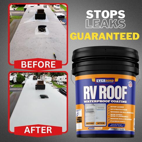 RV Roof Coating - Liquid Rubber RV Roof Sealant for Camper Roofs, Trailers, Motorhomes, and Metal Buildings - Roof Cooling White 4.75 Gallon in Saudi Arabia
