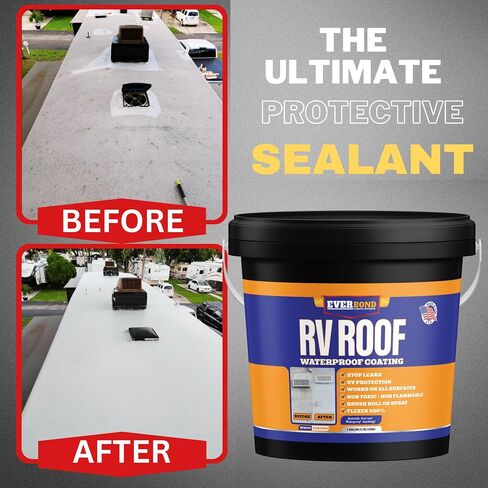 RV Roof Coating - Siled Rrv Rv Roof Sealant لأسطح العربة والمقطورات والمباني والمعادن - تبريد السقف الأبيض 4.75 جالون in Saudi Arabia
