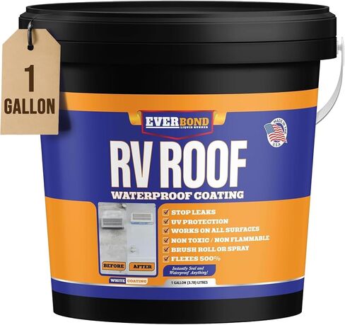 RV Roof Coating - Liquid Rubber RV Roof Sealant for Camper Roofs, Trailers, Motorhomes, and Metal Buildings - Roof Cooling White 4.75 Gallon in Saudi Arabia