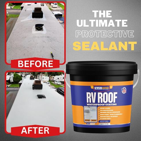 RV Roof Coating - Liquid Rubber RV Roof Sealant for Camper Roofs, Trailers, Motorhomes, and Metal Buildings - Roof Cooling White 4.75 Gallon in Saudi Arabia