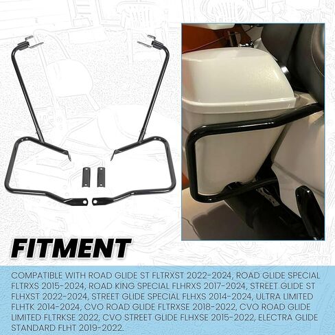 حانات حارس حرس Ecotric Saddlebag متوافقة مع 2014-2024 Harley Davidson Touring Street Road Glide Flh Facs Guard Mount Black in Kuwait