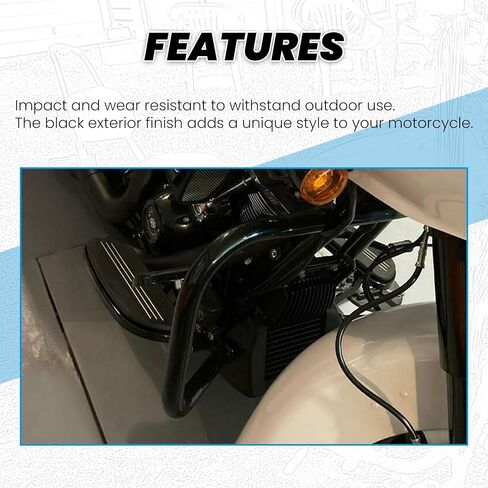 حانات حارس حرس Ecotric Saddlebag متوافقة مع 2014-2024 Harley Davidson Touring Street Road Glide Flh Facs Guard Mount Black in Kuwait