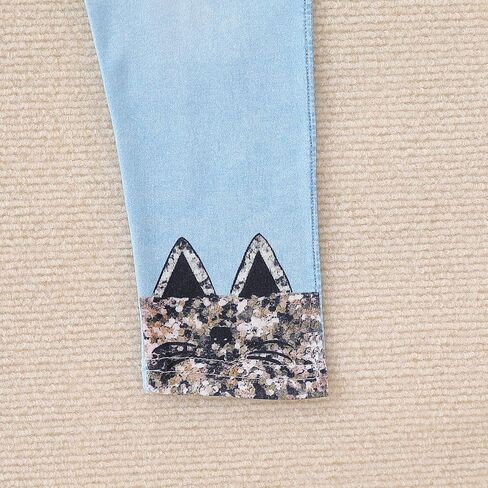 4-8T طفل فتاة الملابس فتاة القطة الوجه طباعة الأكمام قصيرة أعلى+السراويل ملابس الفتاة الربيع والصيف 2 قطعة مجموعة in Kuwait