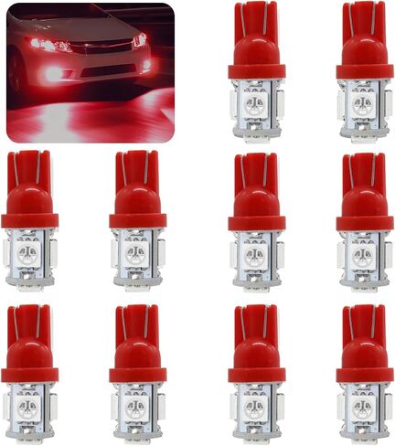 10PCS 194 LED Light Bulb, 6000K T10 168 W5W 2825 5SMD 5050 Chips LED Replacement Bulbs, 12V Wedge LED Light Bulb for Car Dome Interior Map Door Courtesy License Plate Lights (Pink Purple) in Saudi Arabia