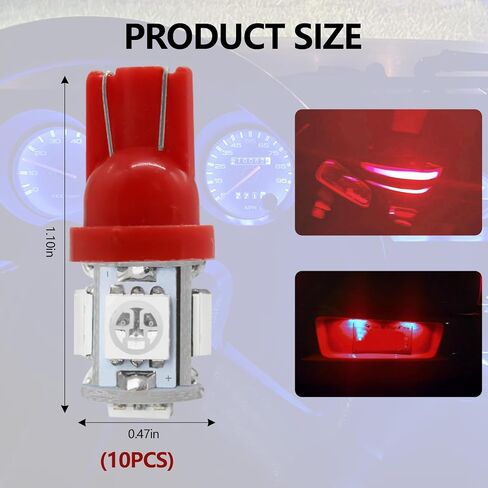 10PCS 194 LED Light Bulb, 6000K T10 168 W5W 2825 5SMD 5050 Chips LED Replacement Bulbs, 12V Wedge LED Light Bulb for Car Dome Interior Map Door Courtesy License Plate Lights (Pink Purple) in Saudi Arabia