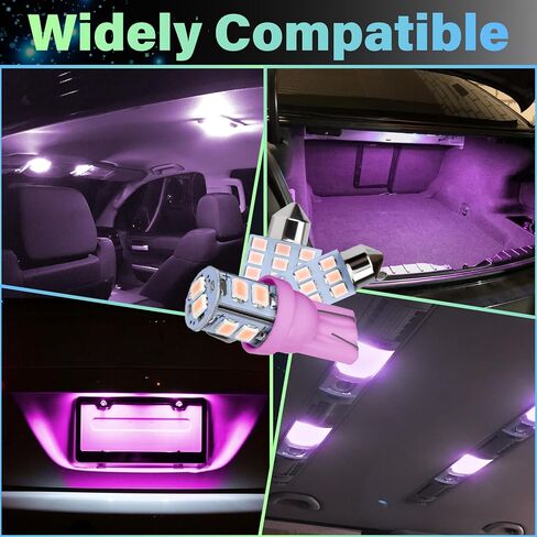 24 PCS LED LED LIGHTS للسيارات ، 194 T10 DE3175 578 31MM 42MM BOMBILLAS LED PARA CARRO ، ALLA LIGHTING for Car MAP LICENT SIDE DOOR Marker Light Trunk (Purple) in Kuwait