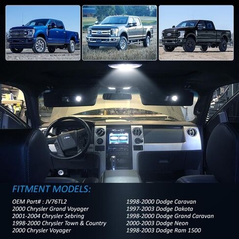 Bestview LED Interior Roof Map Dome Light Cover Lens Overhead with White LED PCB for Dodge Ram 1500 Dakota Neon Caravan Chrysler Sebring Town & Country, 6000K White Dome Lamp Kit, 1 Set in Saudi Arabia