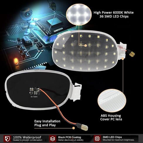 Bestview LED Interior Roof Map Dome Light Cover Lens Overhead with White LED PCB for Dodge Ram 1500 Dakota Neon Caravan Chrysler Sebring Town & Country, 6000K White Dome Lamp Kit, 1 Set in Saudi Arabia