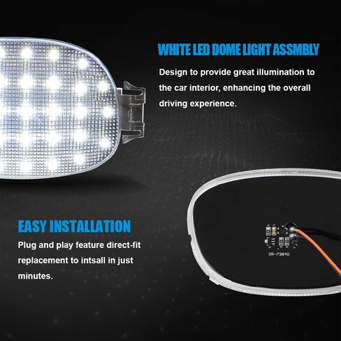 Bestview LED Interior Roof Map Dome Light Cover Lens Overhead with White LED PCB for Dodge Ram 1500 Dakota Neon Caravan Chrysler Sebring Town & Country, 6000K White Dome Lamp Kit, 1 Set in Saudi Arabia