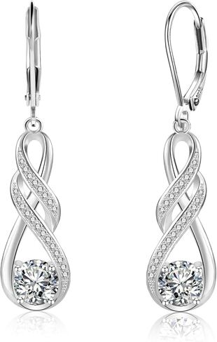 Alexcraft 925 Sterling Silver Dangle أقراط للنساء Leverback Zirconia معلقة المجوهرات القطرات للنساء in Kuwait