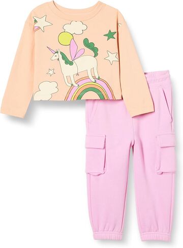 Amazon Essentials Girls and Toddlers' Long Sleeve T-Shirt and Pull on Pants Set in Saudi Arabia
