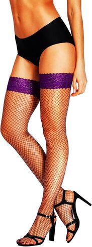 HONENNA Fishnet Thigh High Stockings, 20+ Colors Silicone Lace Top Stay Up Nylons Tights for Woman, Size A-D in Saudi Arabia