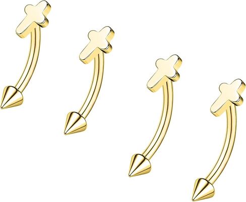 ZS 2 Pairs Stainless Steel Eyebrow Rings, 16G Curved Belly Rings Navel Barbell Helix Daith Tragus Earrings, 8/10mm Spike Vertical Labret Lip Piercing Jewelry in Kuwait