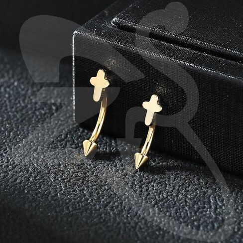 ZS 2 Pairs Stainless Steel Eyebrow Rings, 16G Curved Belly Rings Navel Barbell Helix Daith Tragus Earrings, 8/10mm Spike Vertical Labret Lip Piercing Jewelry in Kuwait