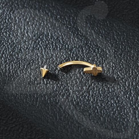 ZS 2 Pairs Stainless Steel Eyebrow Rings, 16G Curved Belly Rings Navel Barbell Helix Daith Tragus Earrings, 8/10mm Spike Vertical Labret Lip Piercing Jewelry in Kuwait