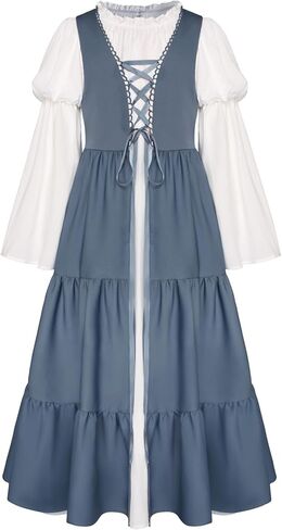 قرمزي الظلام الفتيات النهضة لباس الفقاء الطويل الأكمام في العصور الوسطى in Kuwait