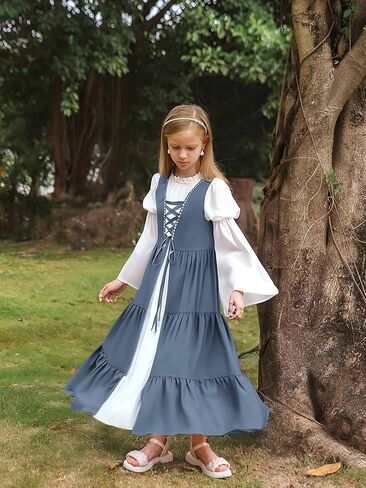 قرمزي الظلام الفتيات النهضة لباس الفقاء الطويل الأكمام في العصور الوسطى in Kuwait