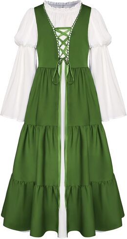 Scarlet Darkness Girls Renaissance Dress Medieval Peasant Long Sleeve Dresses in Kuwait