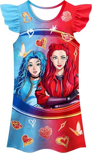 JAZZMAD Girls Dresses Kids Casual Dress Flutter Sleeves Gowns Outfits 3-8 Years in Saudi Arabia