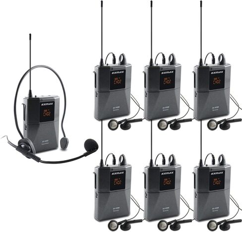 EXMAX EX-938 Wireless Headset Microphone Audio Tour Guide System for Church Translation Teaching Travel Simultaneous Interpretation.(1 Transmitter 14 Receivers with Black Aluninum Storage Case) in Saudi Arabia