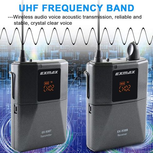 EXMAX EX-938 Wireless Headset Microphone Audio Tour Guide System for Church Translation Teaching Travel Simultaneous Interpretation.(1 Transmitter 14 Receivers with Black Aluninum Storage Case) in Saudi Arabia