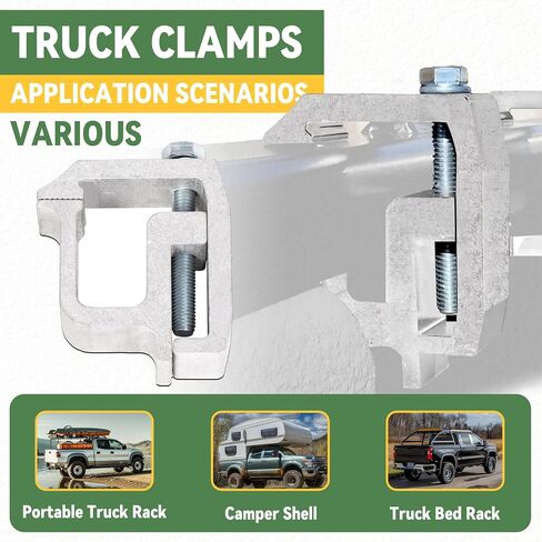 KUAFU Truck Cap Mounting Clamps Compatible with Chevrolet Chevy Ford Dodge Ram Sierra Dakota Ram 1500 2500 3500 F150 F250 for Mounting Caps Camper Shell Topper Canopy Heavy Duty Aluminum (4Pcs-Silver) in Saudi Arabia