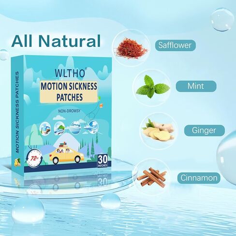 30ct Motion Sickness Patches Non Drowsy, Sea Sickness Patch for Cruise Travel Essentials, Waterproof Patches Behind Ear, Custom Cute Color, Long Last 72H in Kuwait