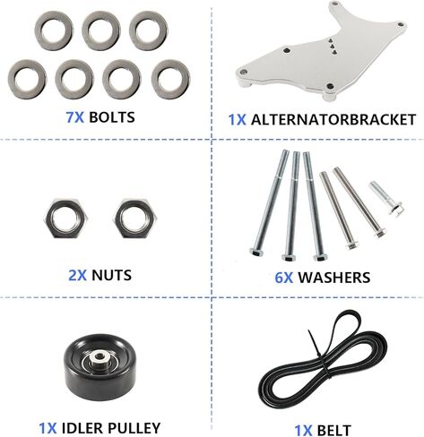 LS Truck SUV Dual Alternator Bracket Kit for GM 4.8L 5.3L 6.0L 6.2L Vortec V8 Engine 1999-2013,for Chevy Tahoe Suburban Silverado, GMC Yukon, Cadillac Escalade, Hummer H2 (Silver) in Kuwait