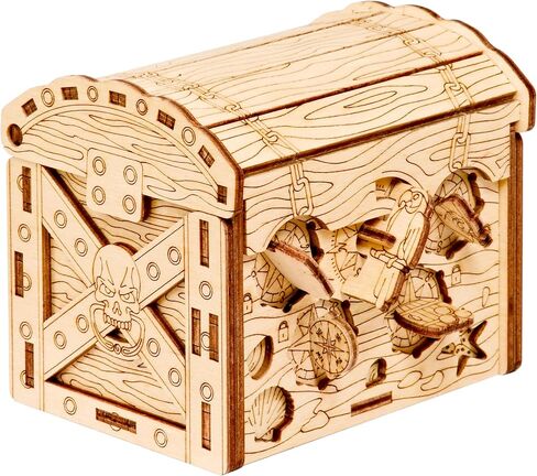 ESC WELT Wooden Secret Treasure Box - Creative Gift Box for Money, Voucher, Gift Cards - 3D Wooden Box Game - Gift Box Riddle Game - Gift Box for Teens and Adults - 3D Wooden Puzzle in Kuwait