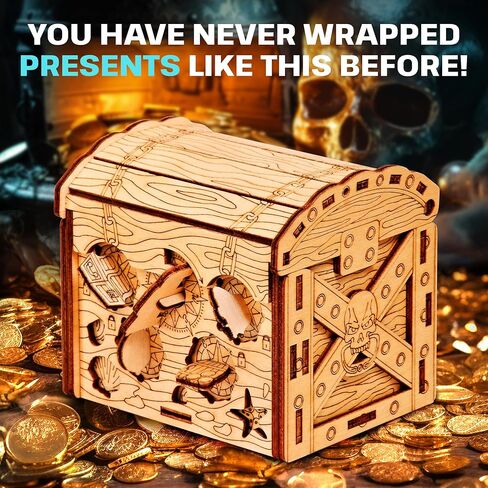 ESC WELT Wooden Secret Treasure Box - Creative Gift Box for Money, Voucher, Gift Cards - 3D Wooden Box Game - Gift Box Riddle Game - Gift Box for Teens and Adults - 3D Wooden Puzzle in Kuwait