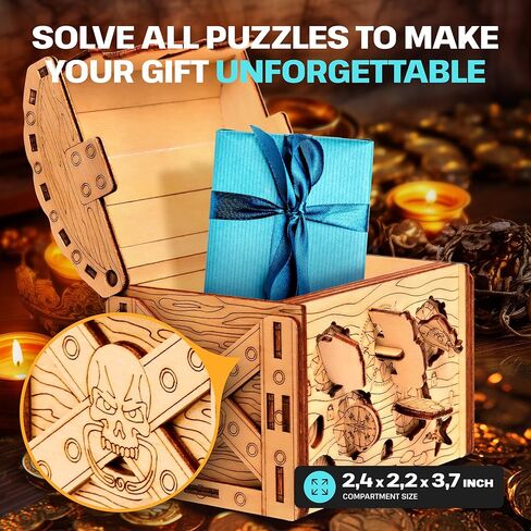 ESC WELT Wooden Secret Treasure Box - Creative Gift Box for Money, Voucher, Gift Cards - 3D Wooden Box Game - Gift Box Riddle Game - Gift Box for Teens and Adults - 3D Wooden Puzzle in Kuwait