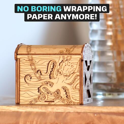 ESC WELT Wooden Secret Treasure Box - Creative Gift Box for Money, Voucher, Gift Cards - 3D Wooden Box Game - Gift Box Riddle Game - Gift Box for Teens and Adults - 3D Wooden Puzzle in Kuwait