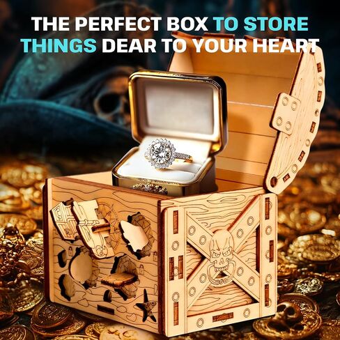 ESC WELT Wooden Secret Treasure Box - Creative Gift Box for Money, Voucher, Gift Cards - 3D Wooden Box Game - Gift Box Riddle Game - Gift Box for Teens and Adults - 3D Wooden Puzzle in Kuwait