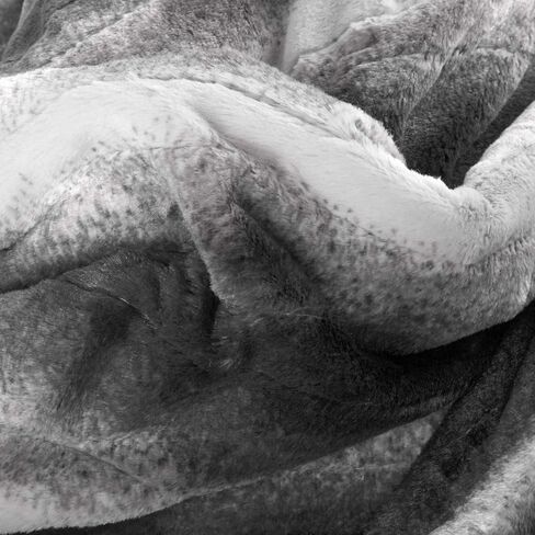 Luxe Faux Fur Soft Plush 100% Animal-Free Electric Throw Heated Blanket with Uniform Heating, 8.5' Power Cord, Handheld Controller with 4 Heat Settings, Grey/White, 50 x 60 in in Saudi Arabia