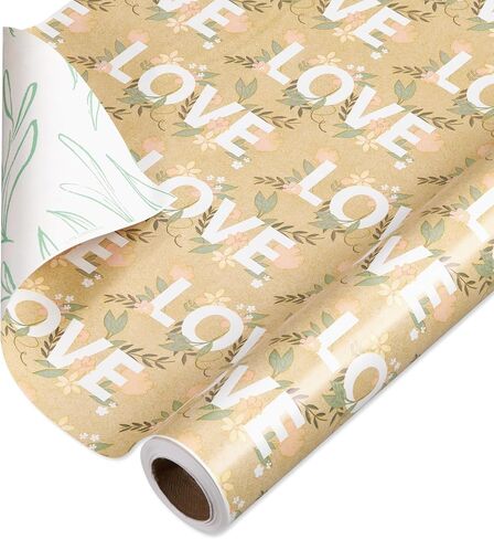 American Greetings 160 sq. ft. Reversible Wrapping Paper Bundle for Weddings, Bridal Showers and All Occasions, Greenery and Love Text (4 Rolls, 30 in. x 16 ft.) in Kuwait