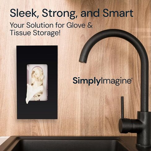 Black Glove Box Holder Dispenser – Single Side Loaded Acrylic Rack for Medical, Latex, Rubber, Nitrile, and Exam - Gloves Not Included (Black, Single) in Saudi Arabia