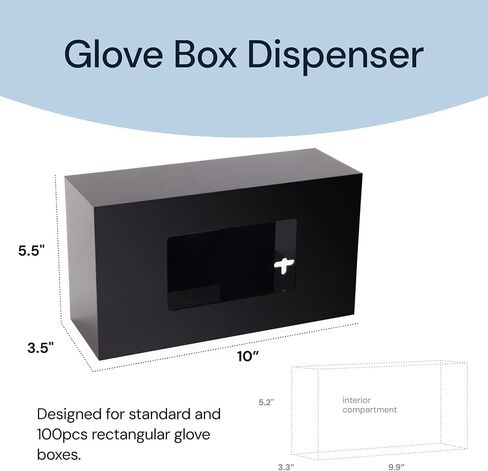 Black Glove Box Holder Dispenser – Single Side Loaded Acrylic Rack for Medical, Latex, Rubber, Nitrile, and Exam - Gloves Not Included (Black, Single) in Saudi Arabia